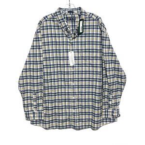 Rye Button Down Oxford Blue Plaid Shirt Mens XXL Short Preppy Office Classic NWT